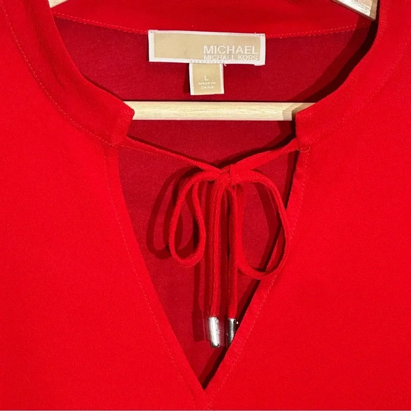 MICHAEL KORS Women's Wrapover Top/Blouse Red Long Sleeve V Neck Size L - Picture 4 of 9